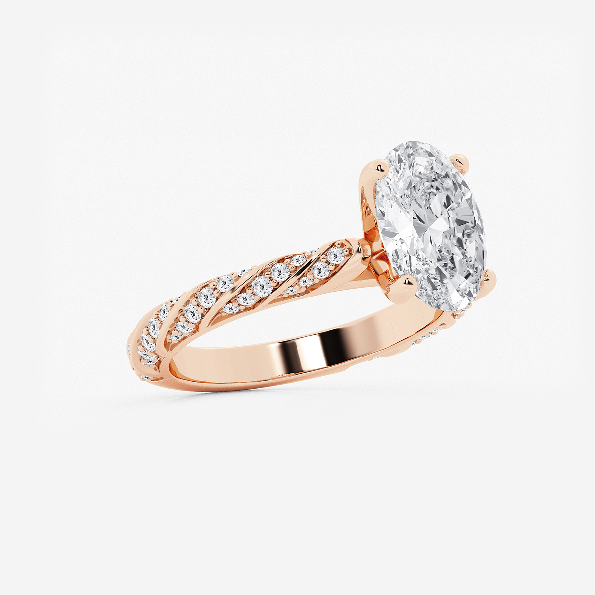 Additional Image 1 for  3 ctw Oval Lab Grown Diamond Ribbon Engagement Ring