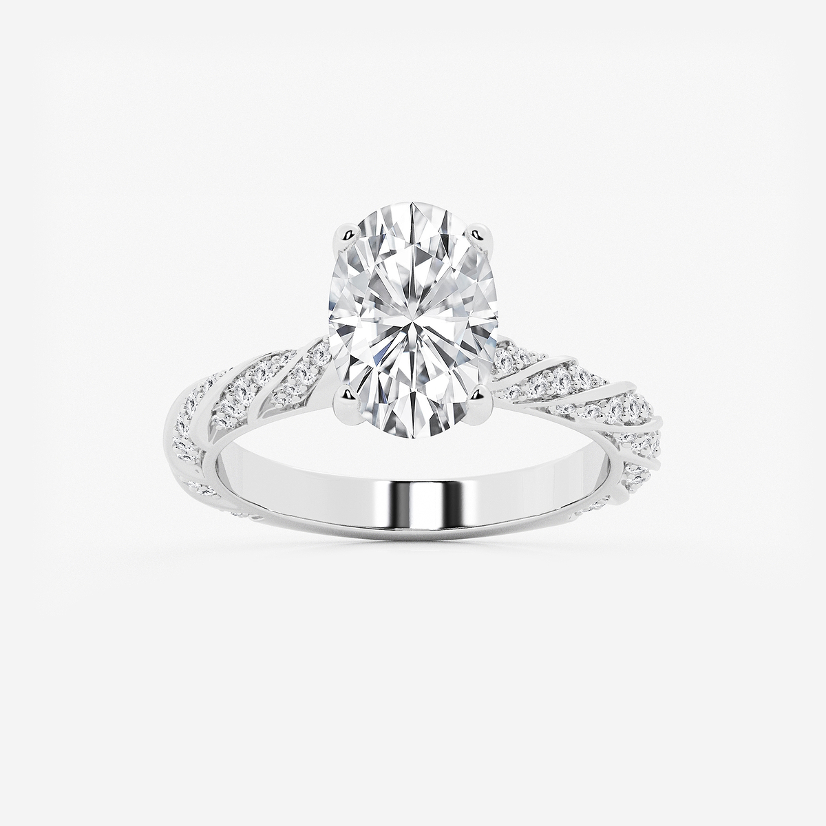 3 ctw Oval Lab Grown Diamond Ribbon Engagement Ring