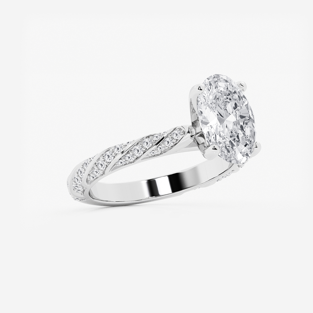 Additional Image 1 for  3 ctw Oval Lab Grown Diamond Ribbon Engagement Ring