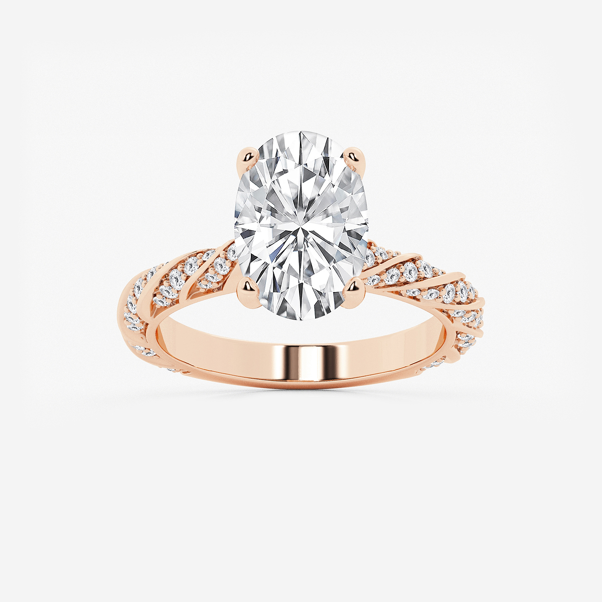 3 2/5 ctw Oval Lab Grown Diamond Ribbon Engagement Ring