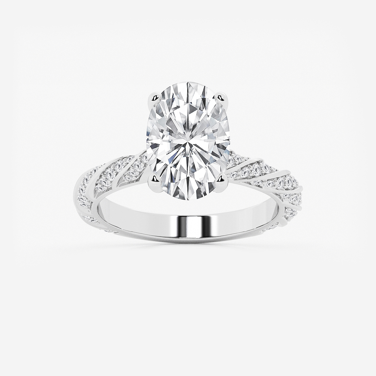 3 2/5 ctw Oval Lab Grown Diamond Ribbon Engagement Ring
