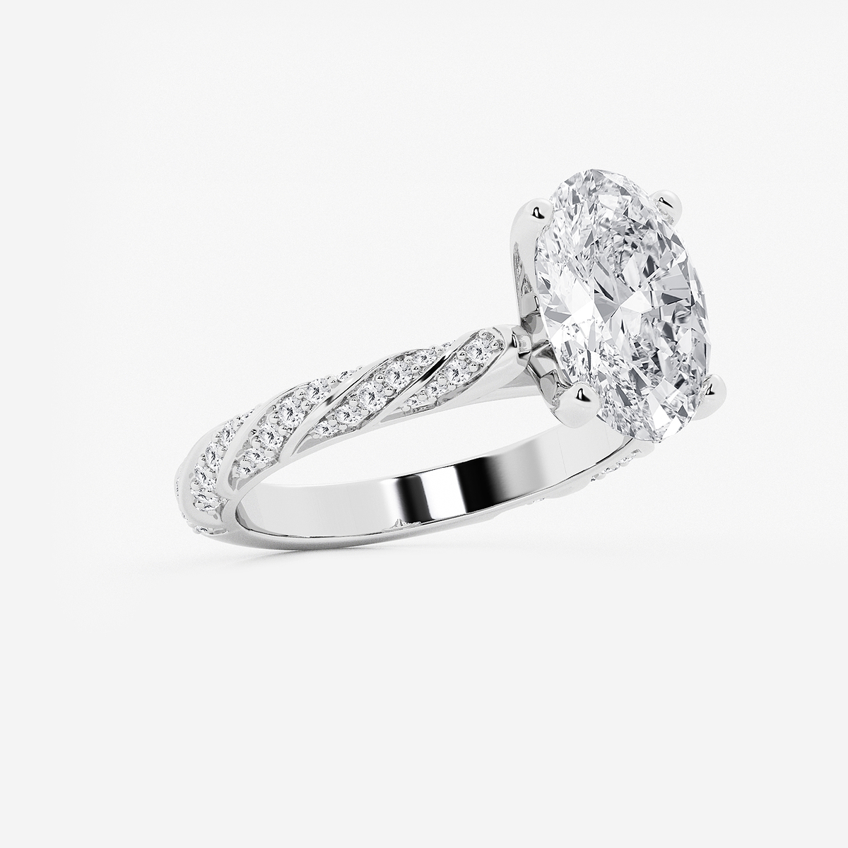 Additional Image 1 for  3 7/8 ctw Oval Lab Grown Diamond Ribbon Engagement Ring