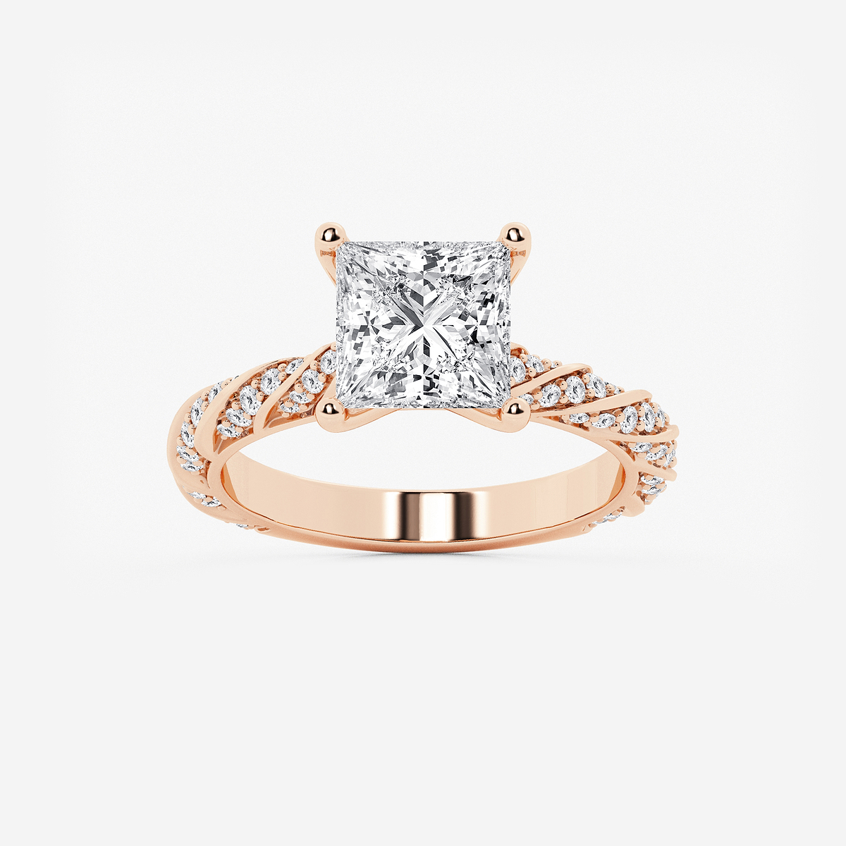 3 ctw Princess Lab Grown Diamond Ribbon Engagement Ring