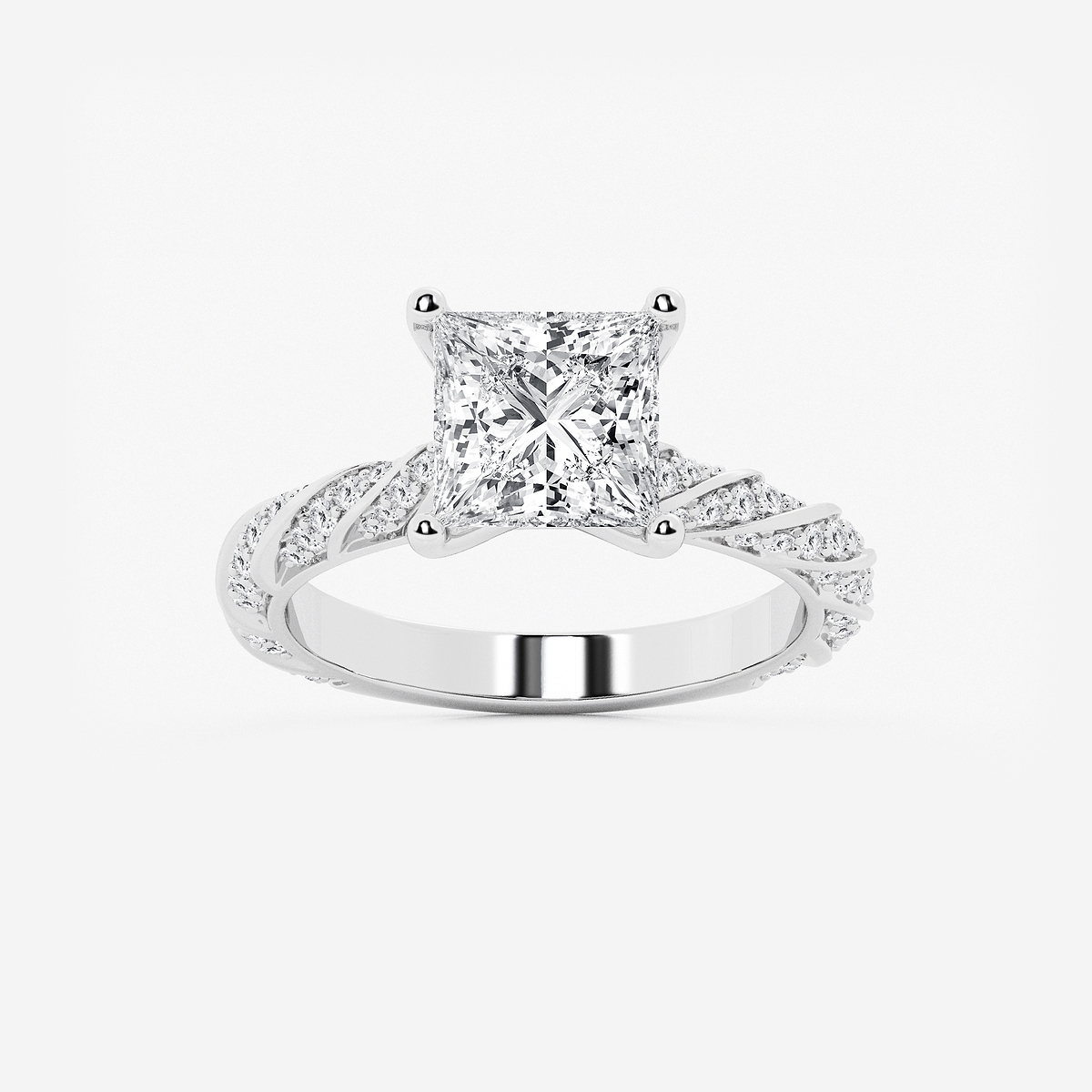 3 ctw Princess Lab Grown Diamond Ribbon Engagement Ring