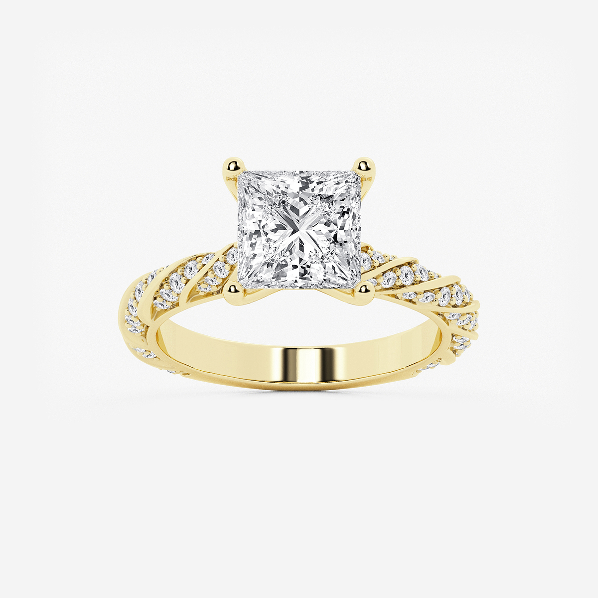 3 ctw Princess Lab Grown Diamond Ribbon Engagement Ring