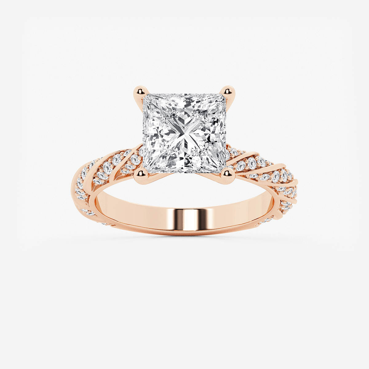 3 7/8 ctw Princess Lab Grown Diamond Ribbon Engagement Ring