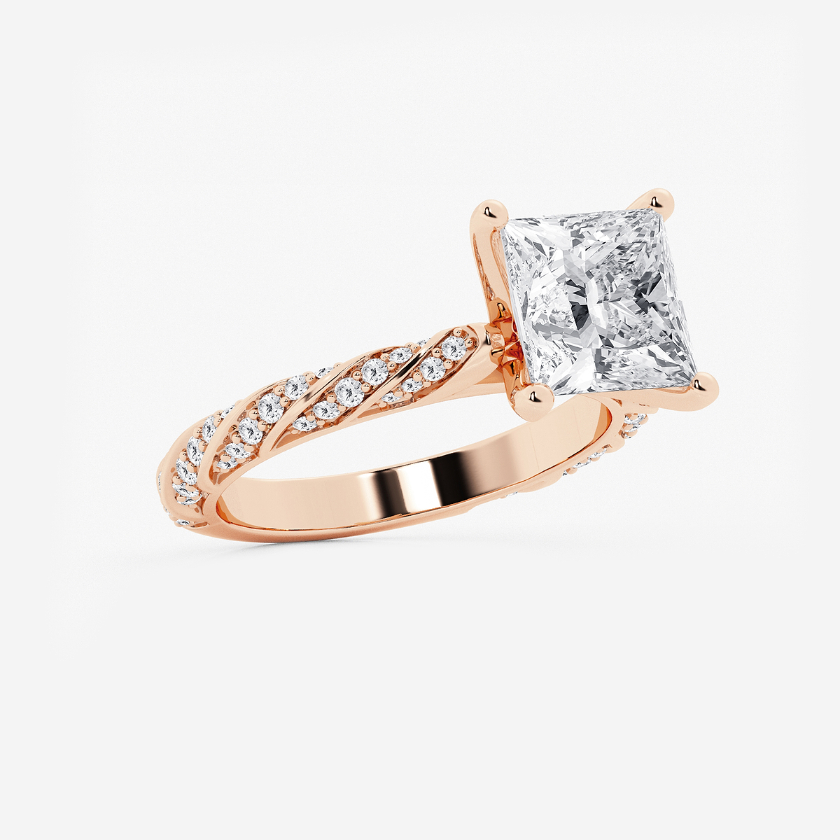 Additional Image 1 for  3 7/8 ctw Princess Lab Grown Diamond Ribbon Engagement Ring
