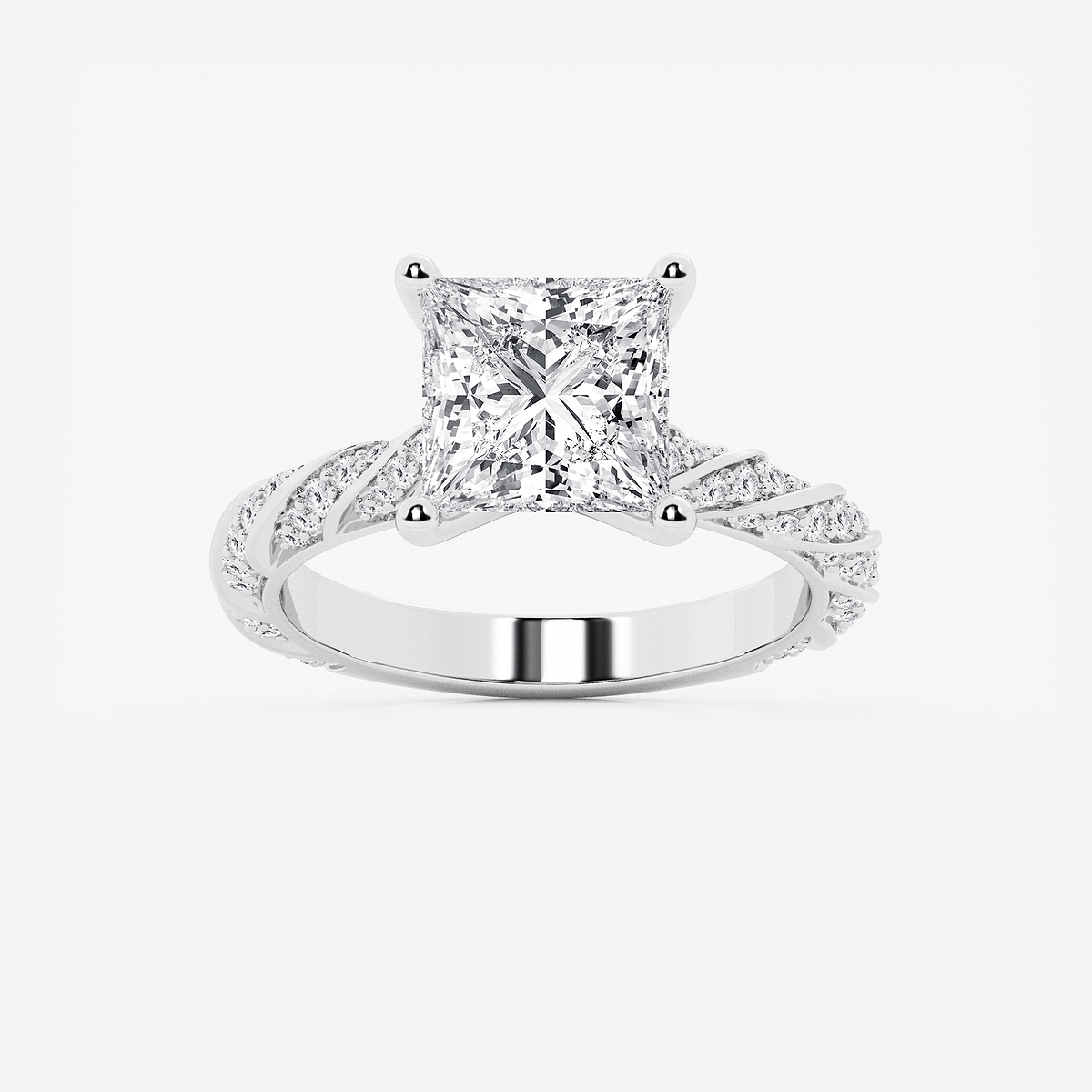 4 2/5 ctw Princess Lab Grown Diamond Ribbon Engagement Ring