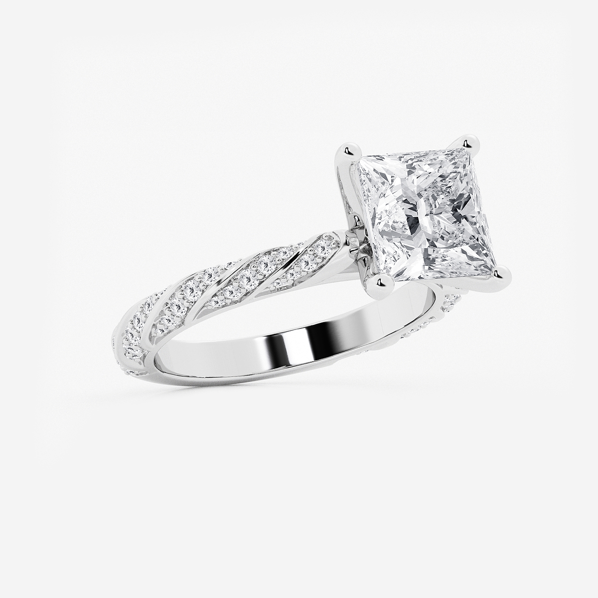 Additional Image 1 for  4 2/5 ctw Princess Lab Grown Diamond Ribbon Engagement Ring
