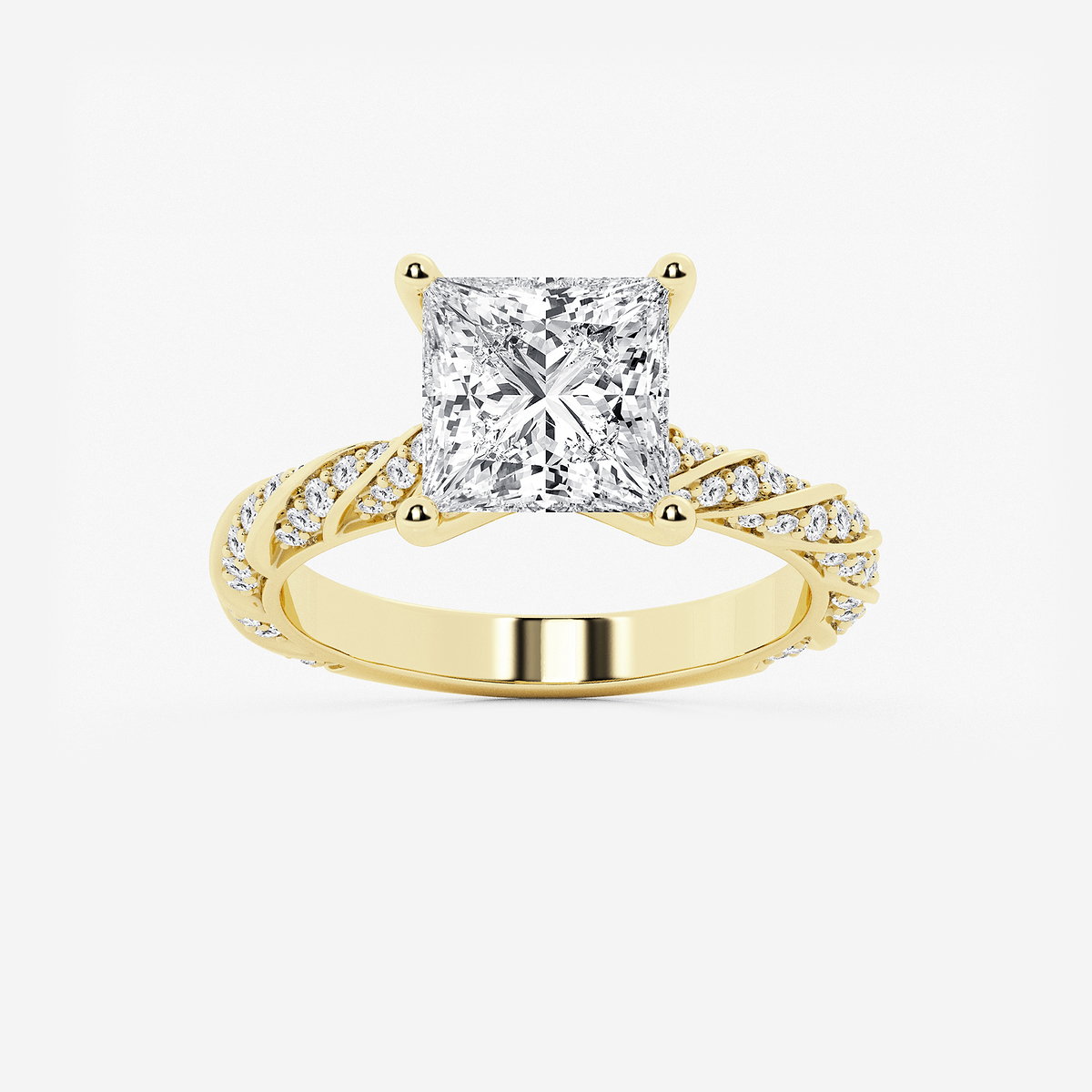 4 2/5 ctw Princess Lab Grown Diamond Ribbon Engagement Ring