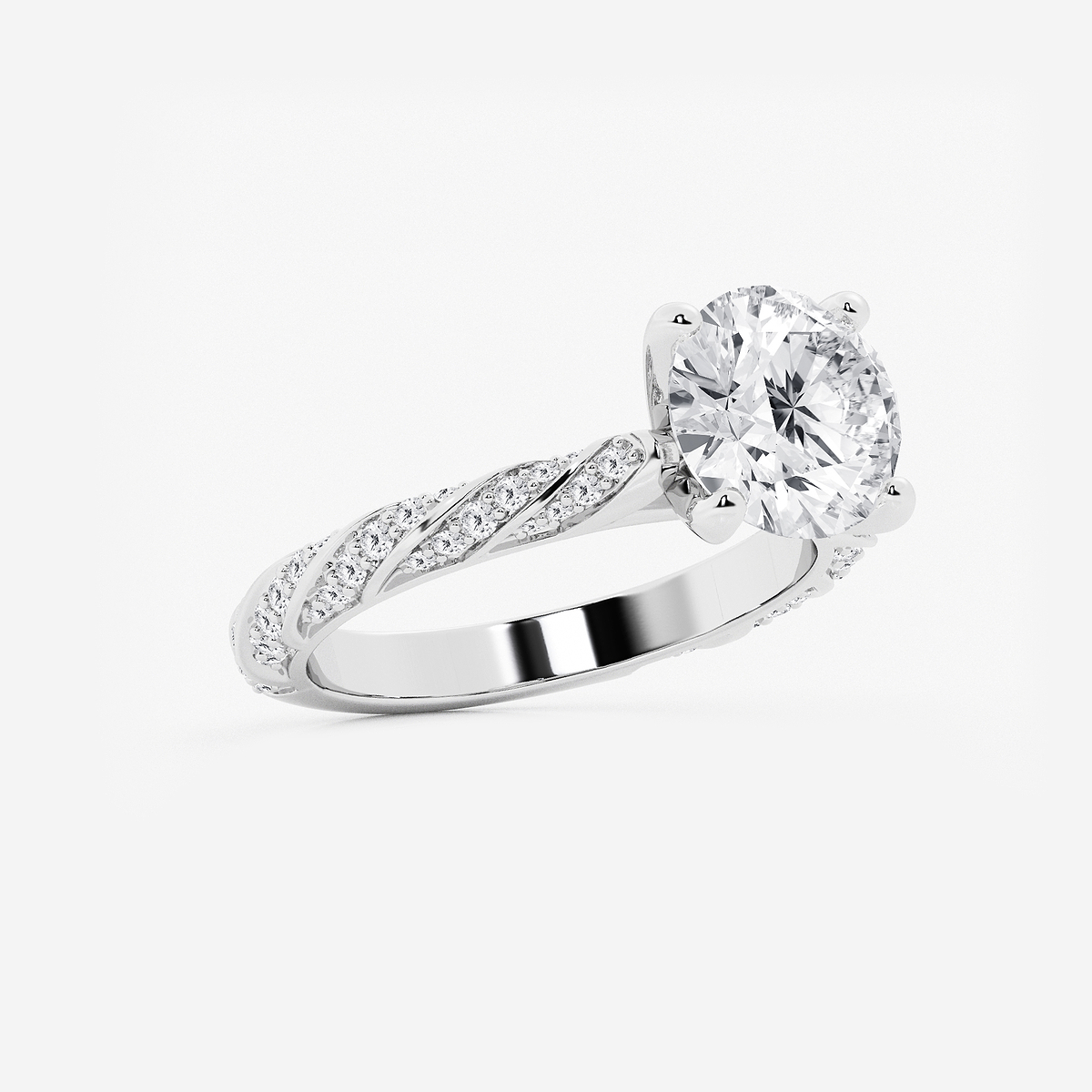 Additional Image 1 for  3 ctw Round Lab Grown Diamond Ribbon Engagement Ring