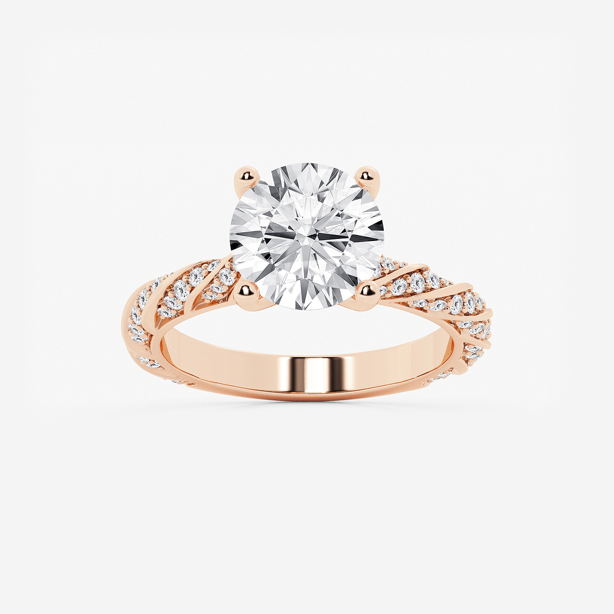 3 2/5 ctw Round Lab Grown Diamond Ribbon Engagement Ring