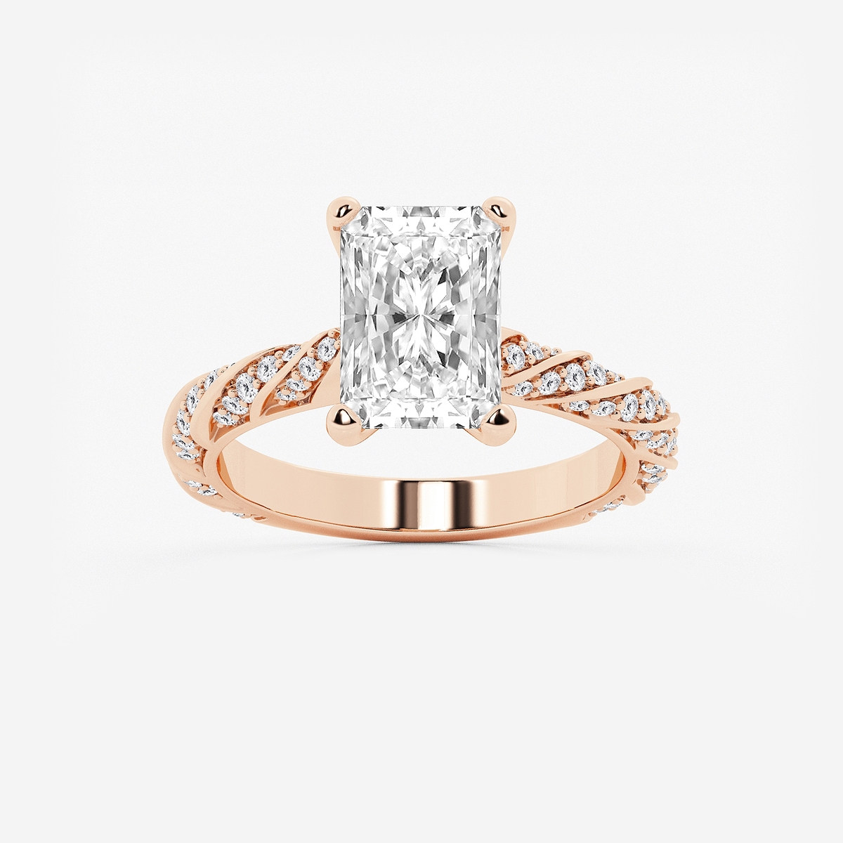 3 ctw Radiant Lab Grown Diamond Ribbon Engagement Ring