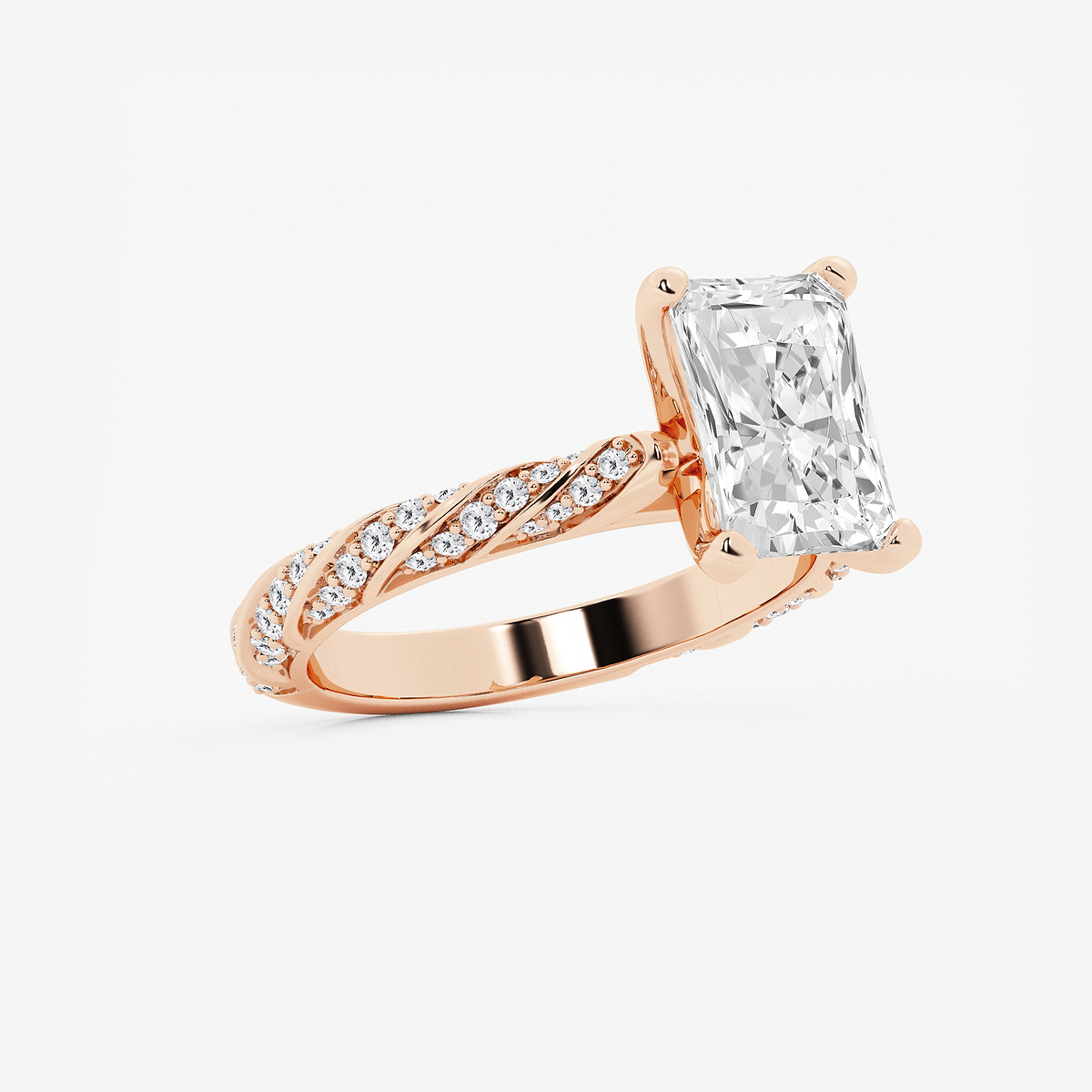 Additional Image 1 for  3 ctw Radiant Lab Grown Diamond Ribbon Engagement Ring