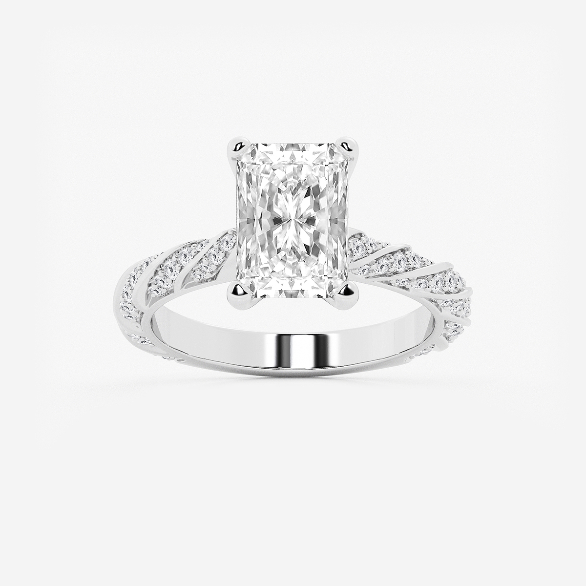 3 ctw Radiant Lab Grown Diamond Ribbon Engagement Ring