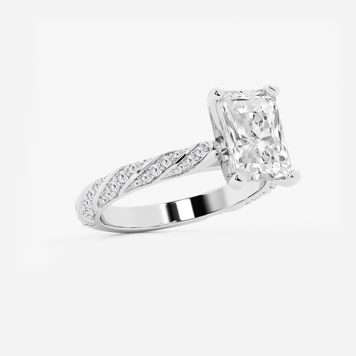 Additional Image 1 for  3 ctw Radiant Lab Grown Diamond Ribbon Engagement Ring