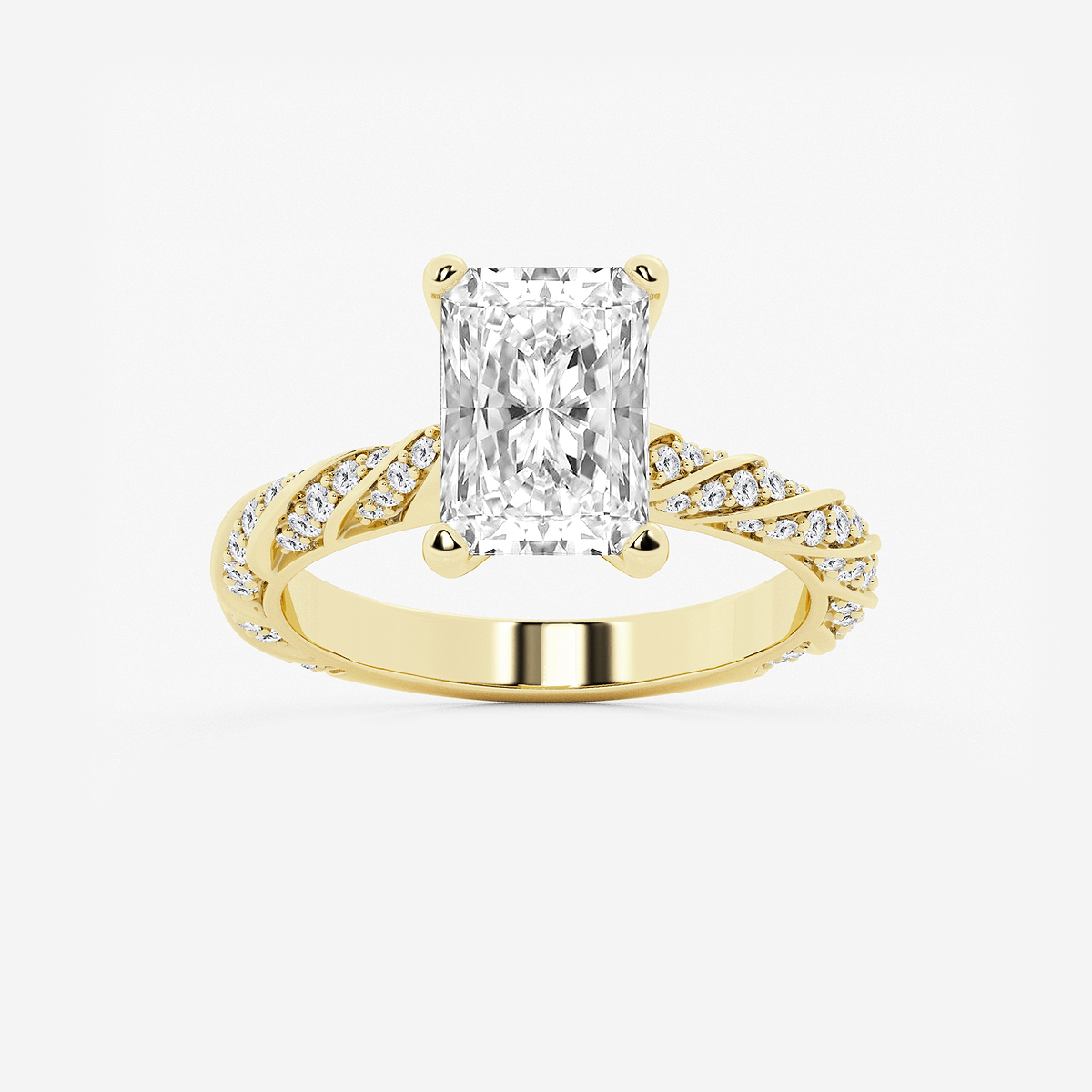 3 ctw Radiant Lab Grown Diamond Ribbon Engagement Ring