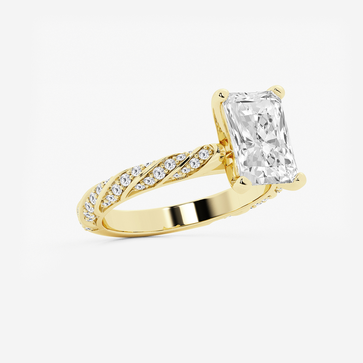 Additional Image 1 for  3 ctw Radiant Lab Grown Diamond Ribbon Engagement Ring
