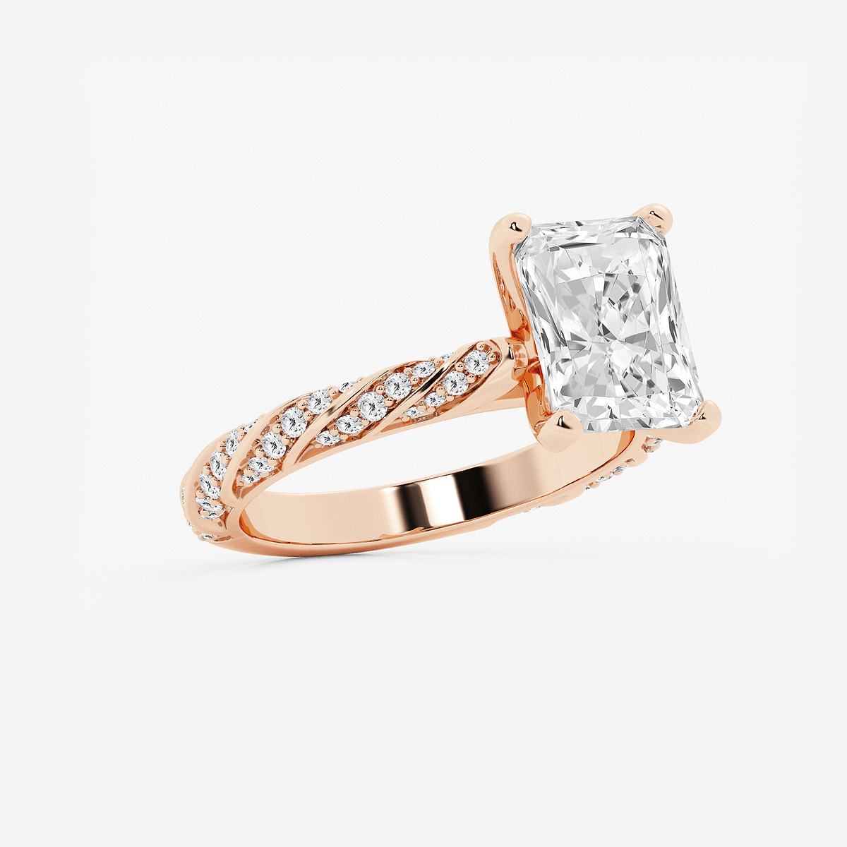 Additional Image 1 for  5 2/5 ctw Radiant Lab Grown Diamond Ribbon Engagement Ring