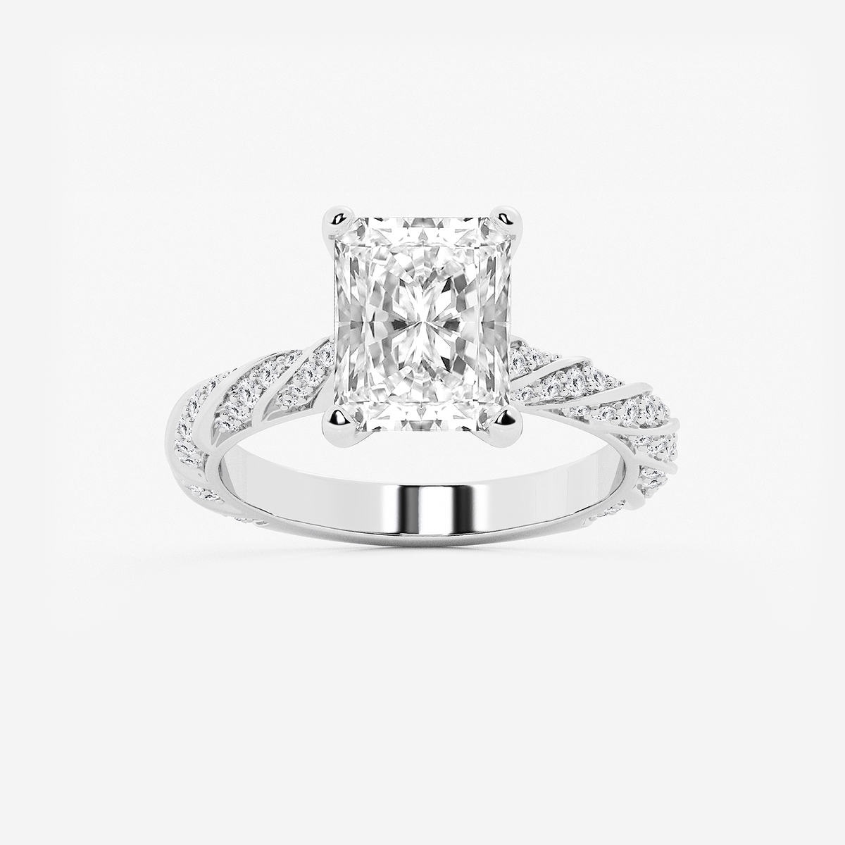 3 2/5 ctw Radiant Lab Grown Diamond Ribbon Engagement Ring