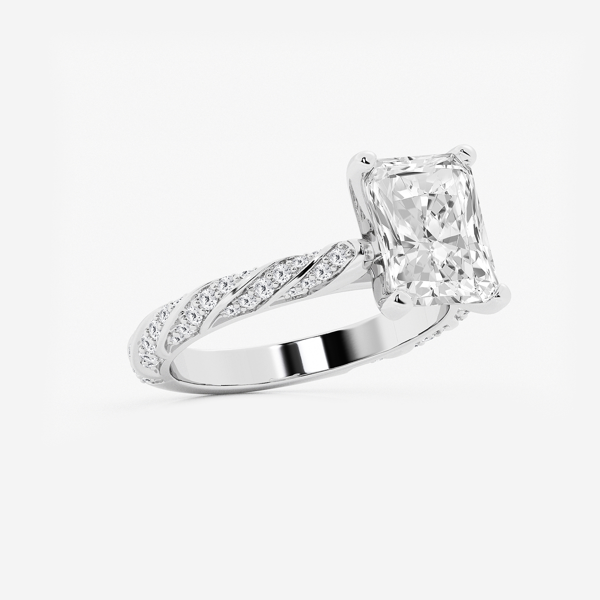 Additional Image 1 for  3 2/5 ctw Radiant Lab Grown Diamond Ribbon Engagement Ring