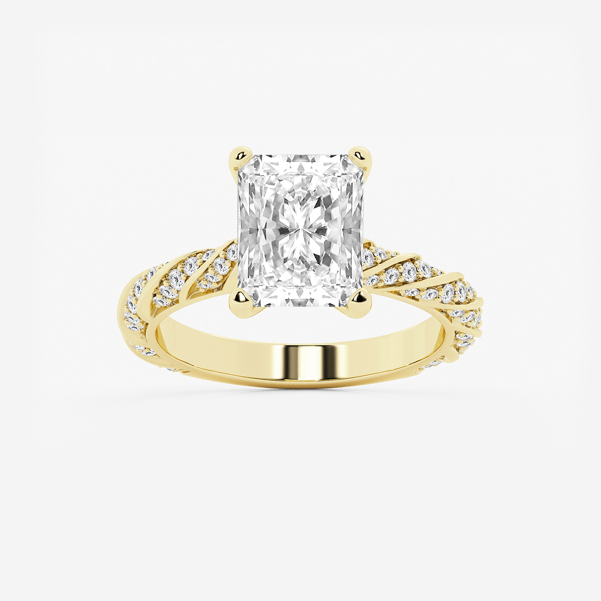 3 2/5 ctw Radiant Lab Grown Diamond Ribbon Engagement Ring