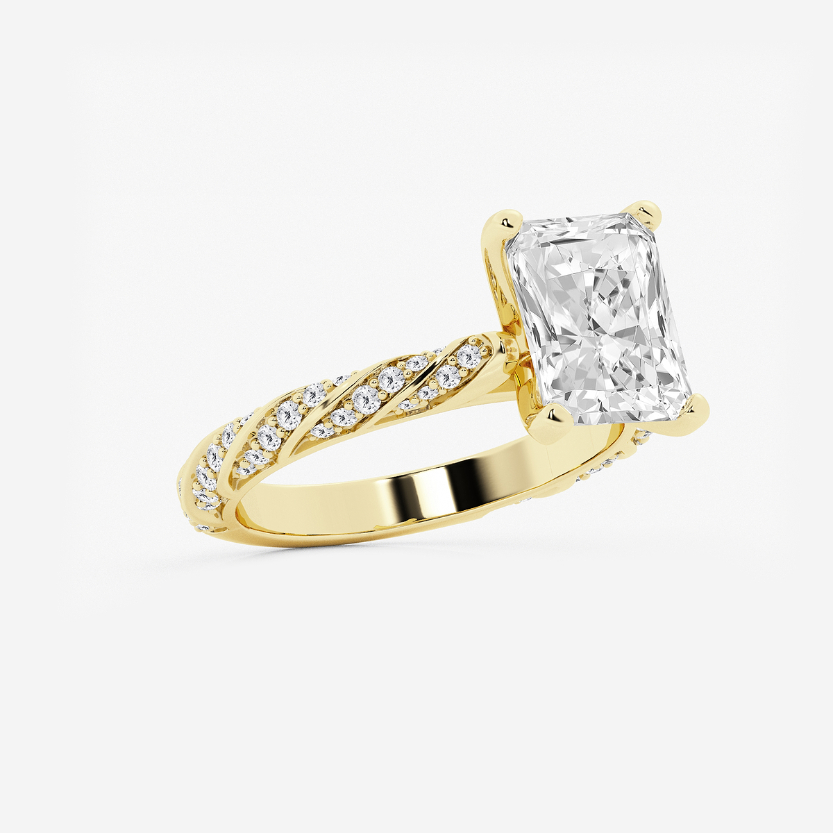 Additional Image 1 for  3 2/5 ctw Radiant Lab Grown Diamond Ribbon Engagement Ring