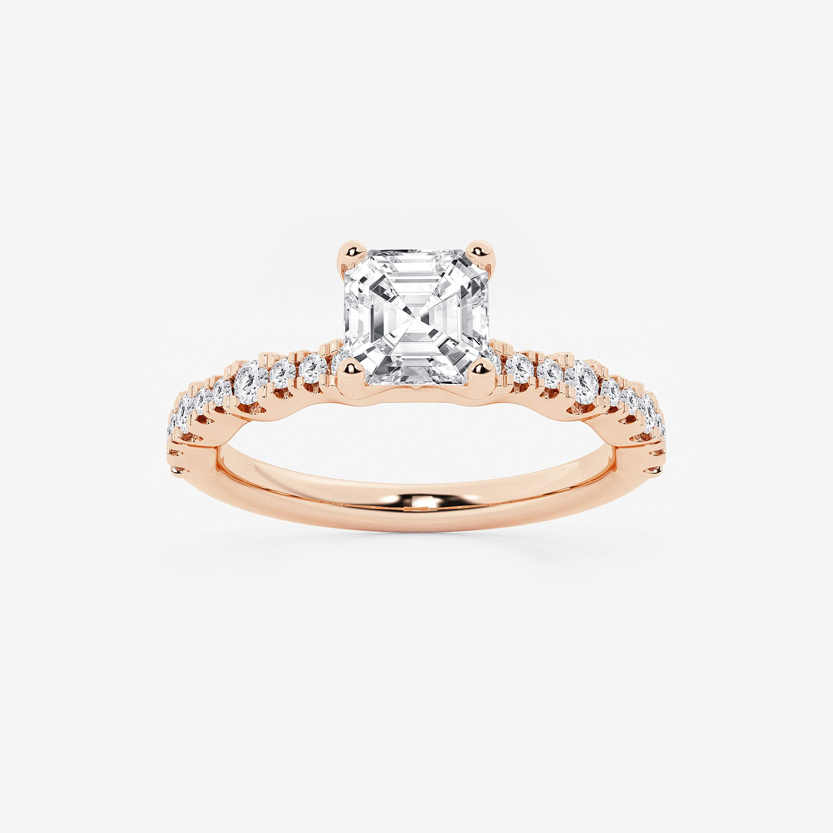 1 1/3 ctw Asscher Lab Grown Diamond Station Engagement Ring