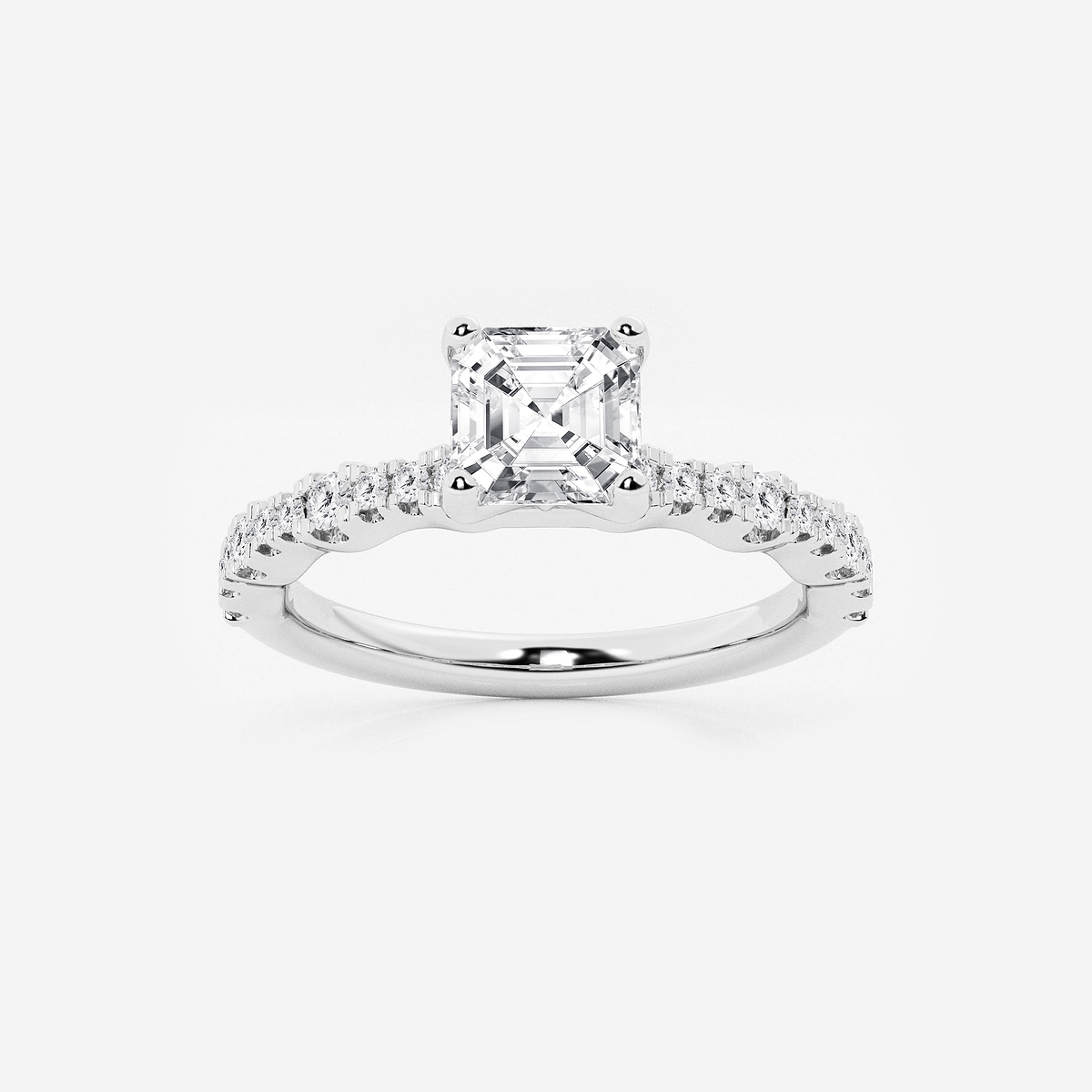 1 1/3 ctw Asscher Lab Grown Diamond Station Engagement Ring