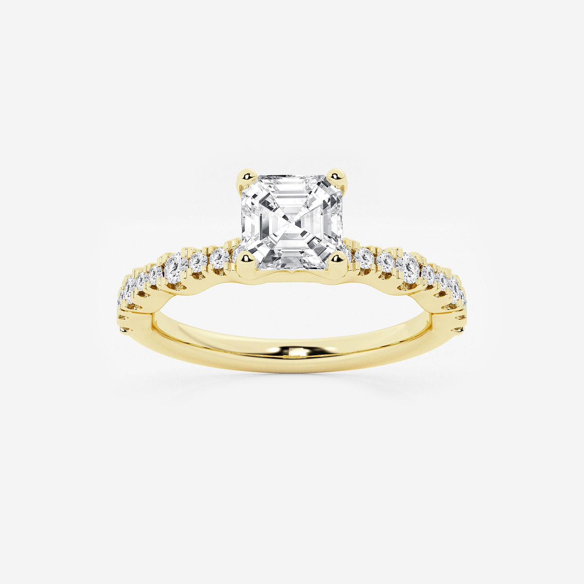 1 1/3 ctw Asscher Lab Grown Diamond Station Engagement Ring
