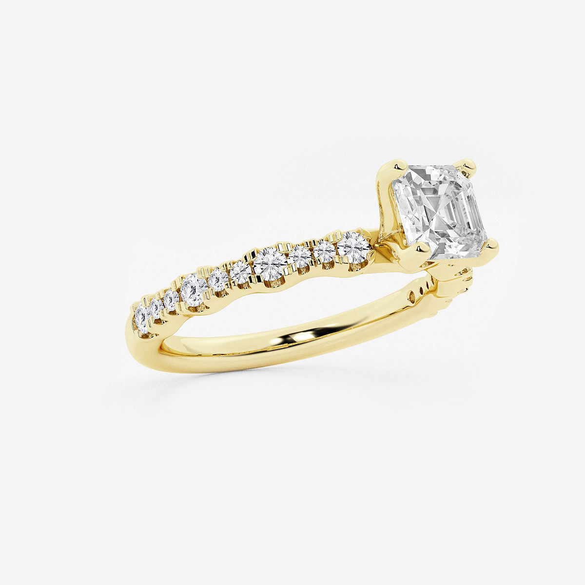 Additional Image 1 for  1 1/3 ctw Asscher Lab Grown Diamond Station Engagement Ring