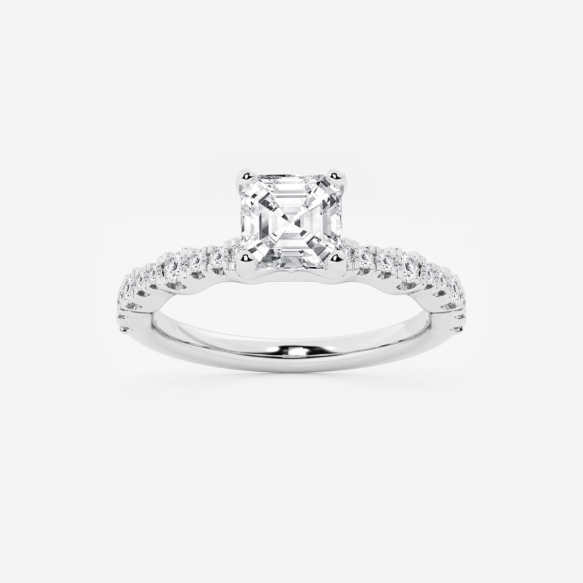 1 1/3 ctw Asscher Lab Grown Diamond Station Engagement Ring