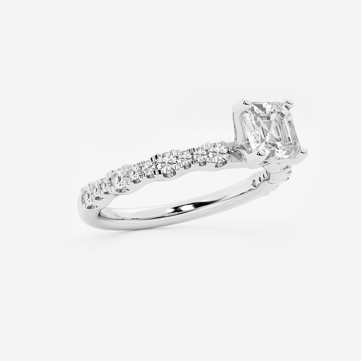 Additional Image 1 for  1 1/3 ctw Asscher Lab Grown Diamond Station Engagement Ring
