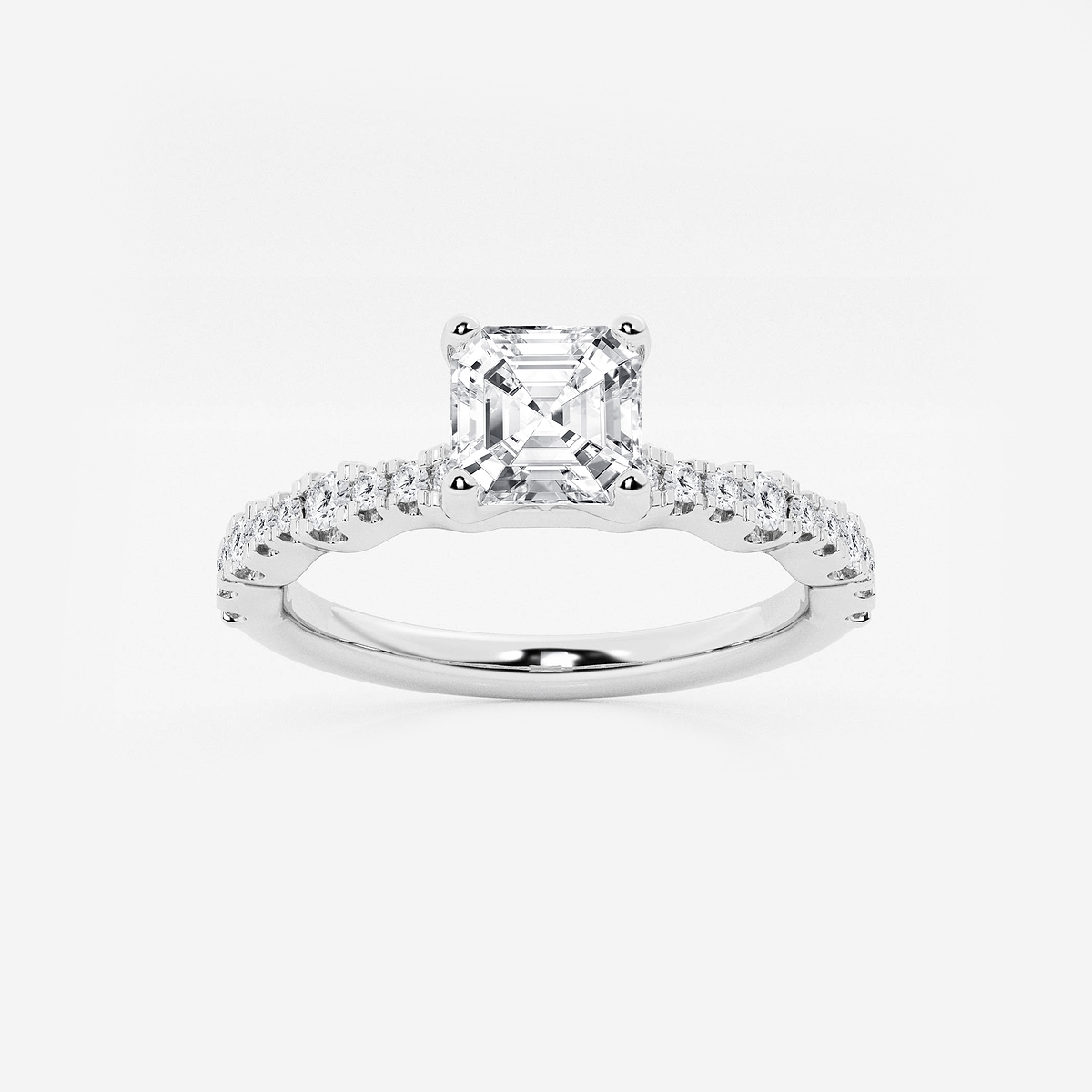 1 ctw Asscher Lab Grown Diamond Station Engagement Ring