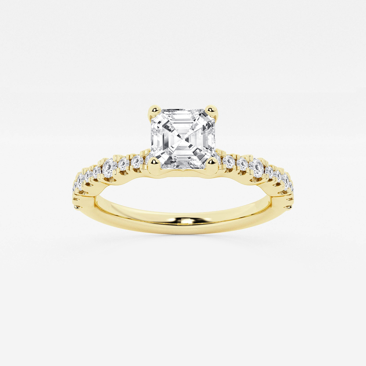 1 ctw Asscher Lab Grown Diamond Station Engagement Ring