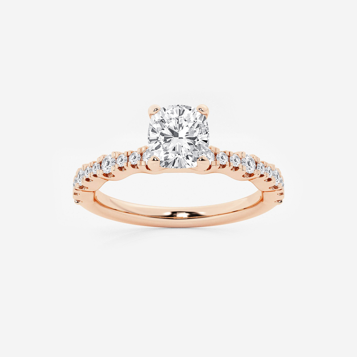1 1/3 ctw Cushion Lab Grown Diamond Station Engagement Ring