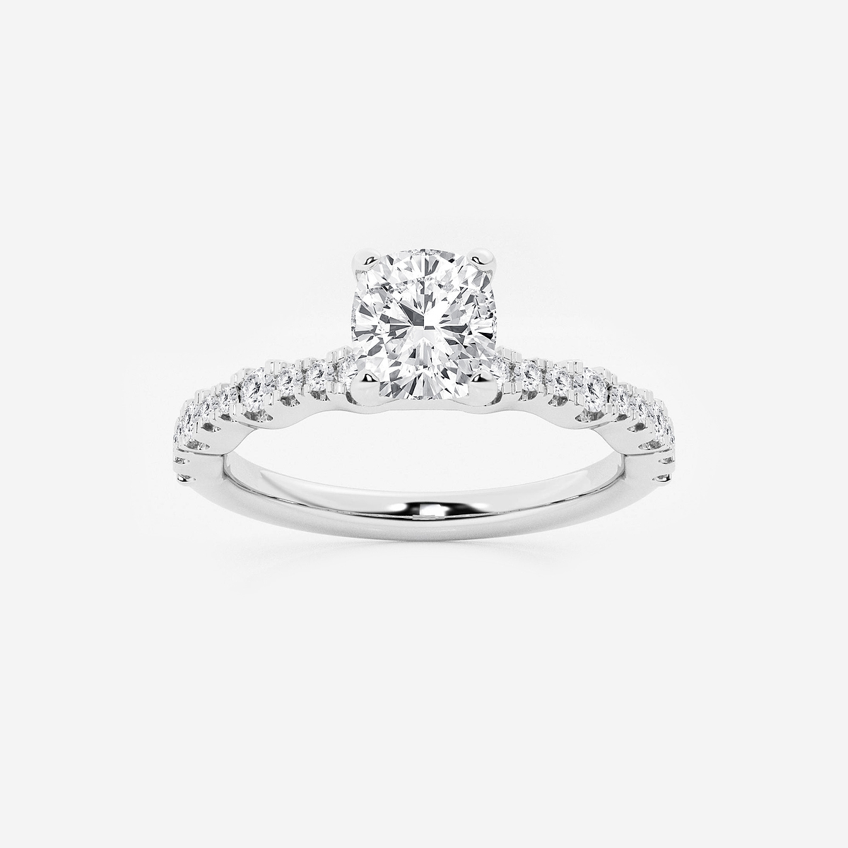 1 1/3 ctw Cushion Lab Grown Diamond Station Engagement Ring