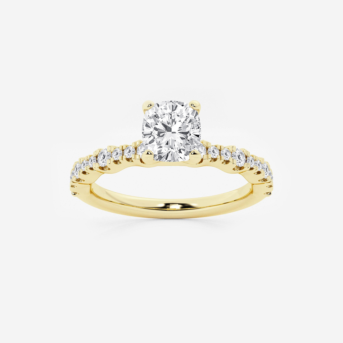 1 1/3 ctw Cushion Lab Grown Diamond Station Engagement Ring