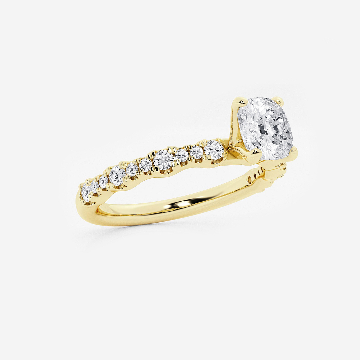 Additional Image 1 for  1 1/3 ctw Cushion Lab Grown Diamond Station Engagement Ring