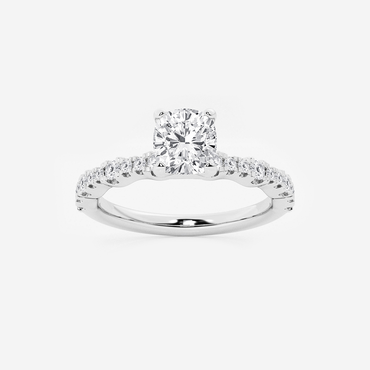 1 1/3 ctw Cushion Lab Grown Diamond Station Engagement Ring