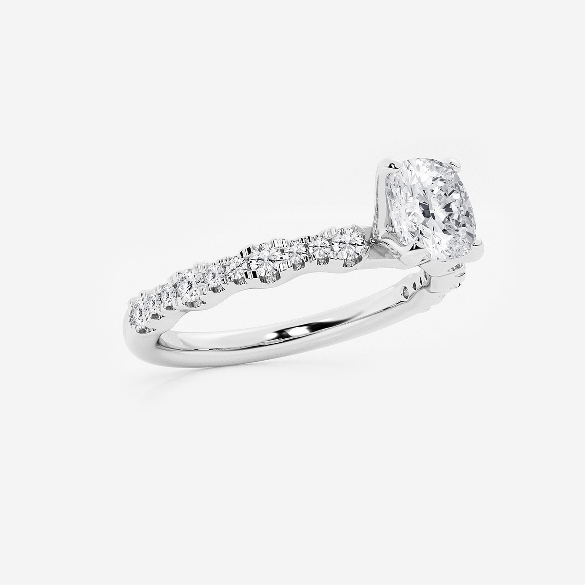 Additional Image 1 for  1 1/3 ctw Cushion Lab Grown Diamond Station Engagement Ring