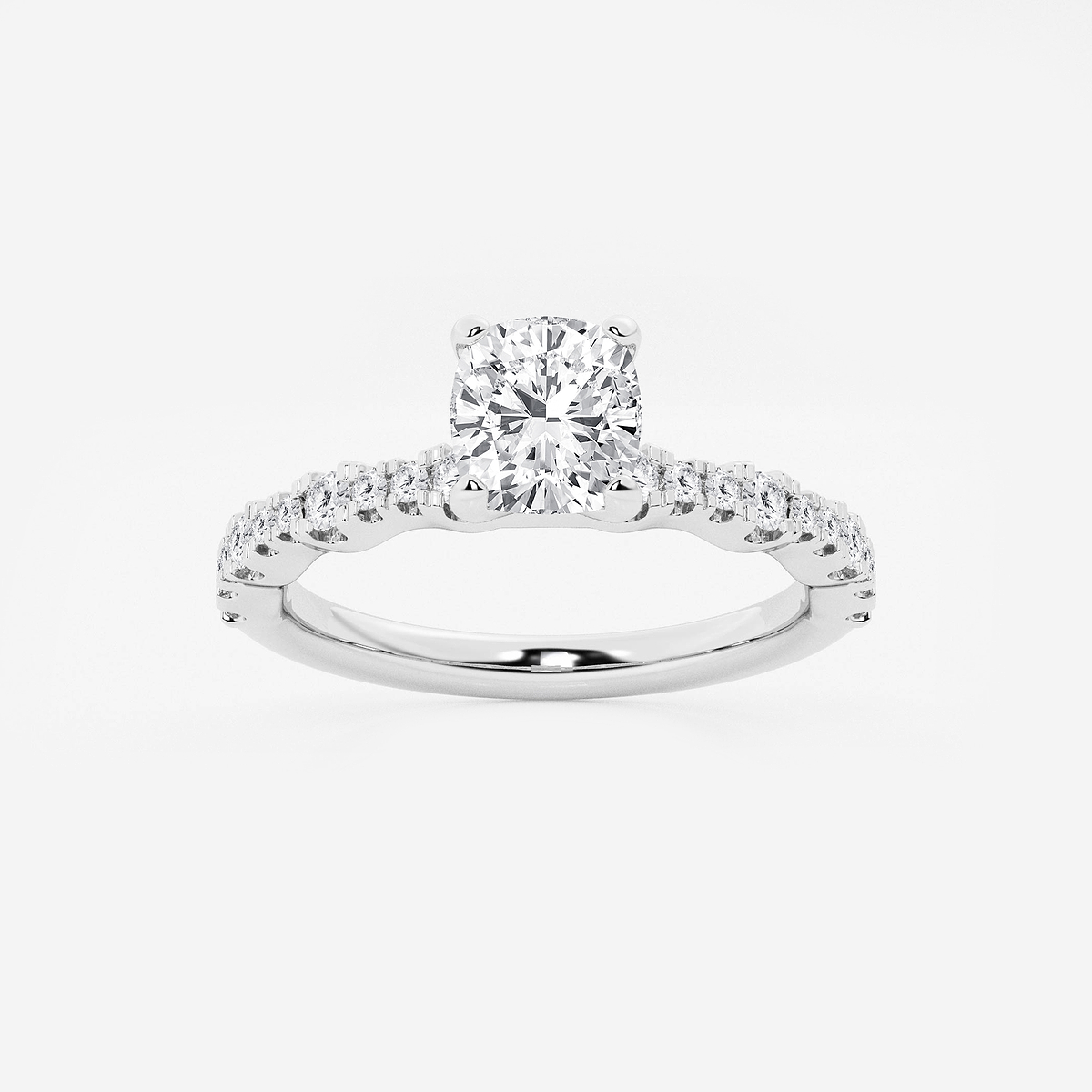 1 ctw Cushion Lab Grown Diamond Station Engagement Ring