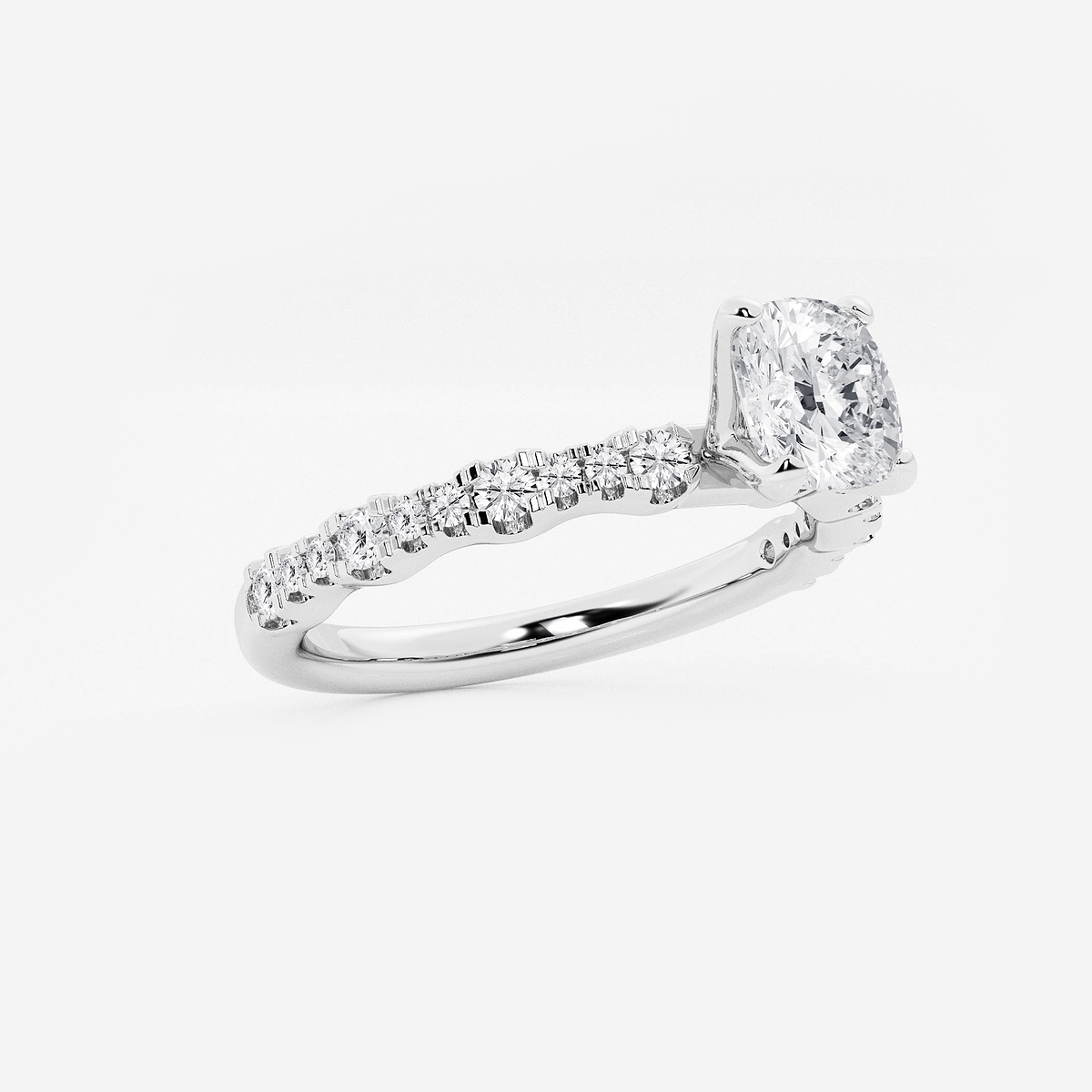 Additional Image 1 for  1 ctw Cushion Lab Grown Diamond Station Engagement Ring