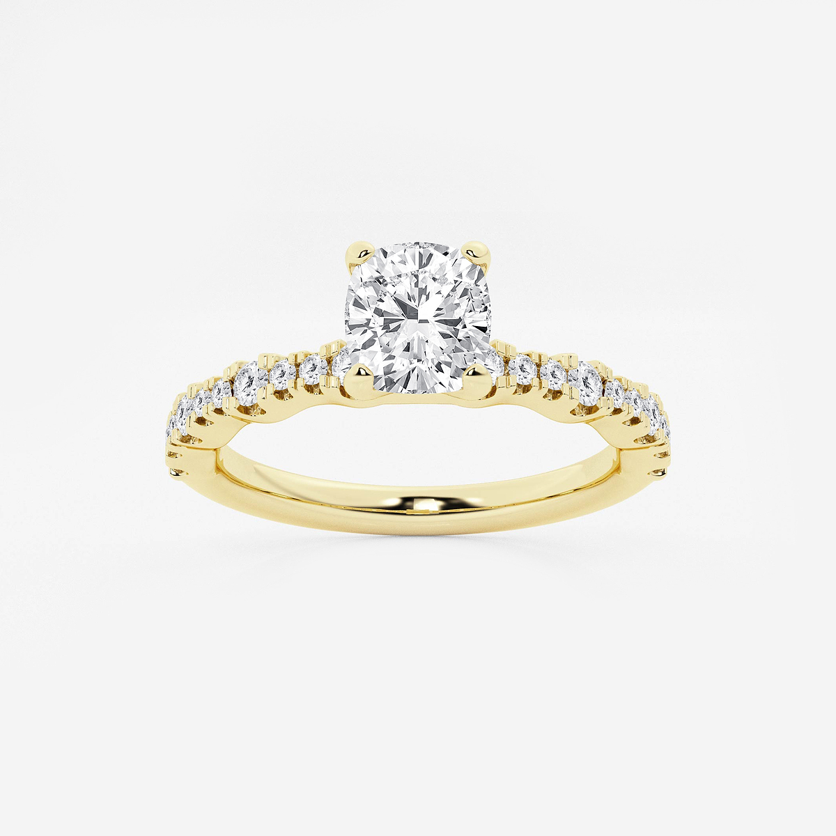 1 ctw Cushion Lab Grown Diamond Station Engagement Ring