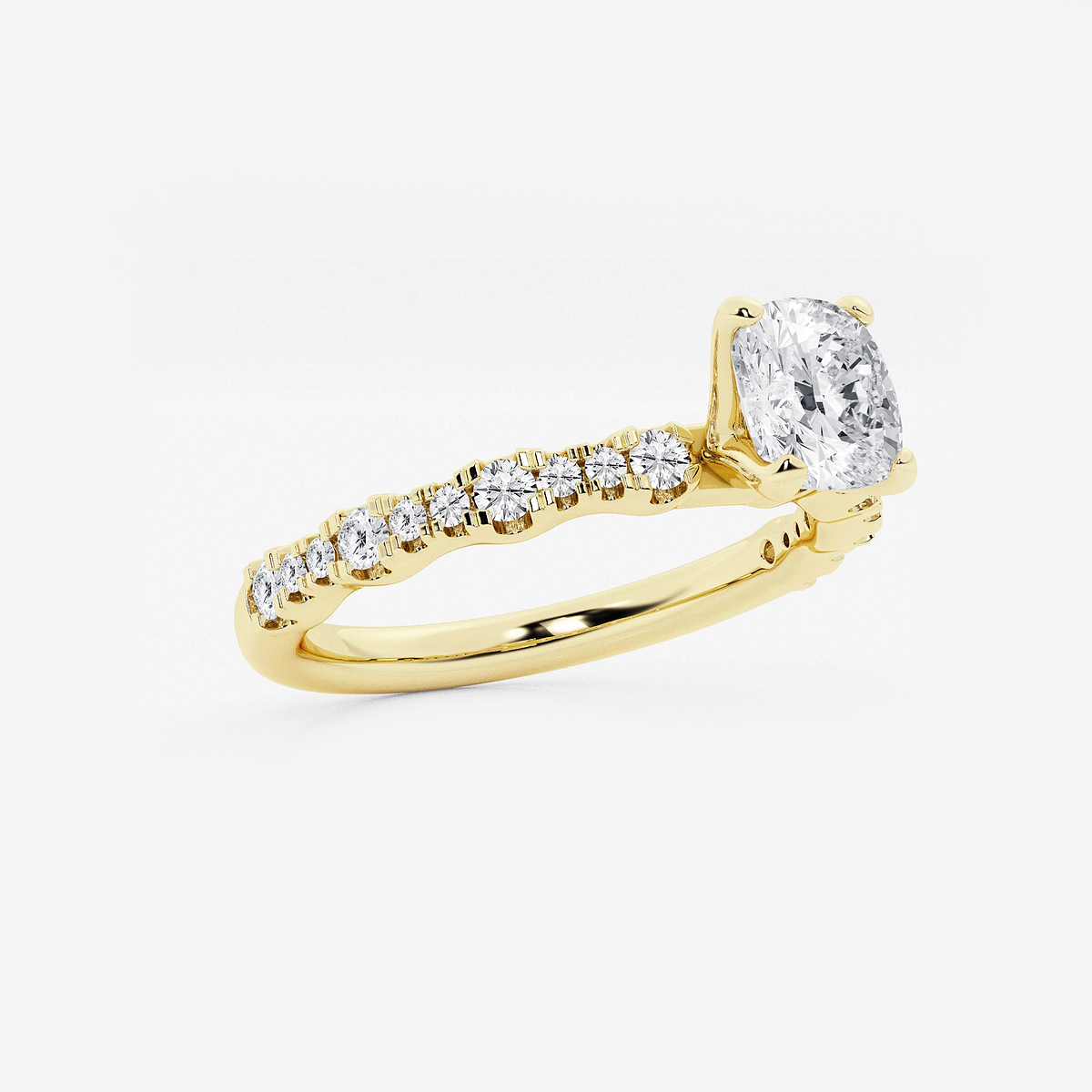 Additional Image 1 for  1 ctw Cushion Lab Grown Diamond Station Engagement Ring