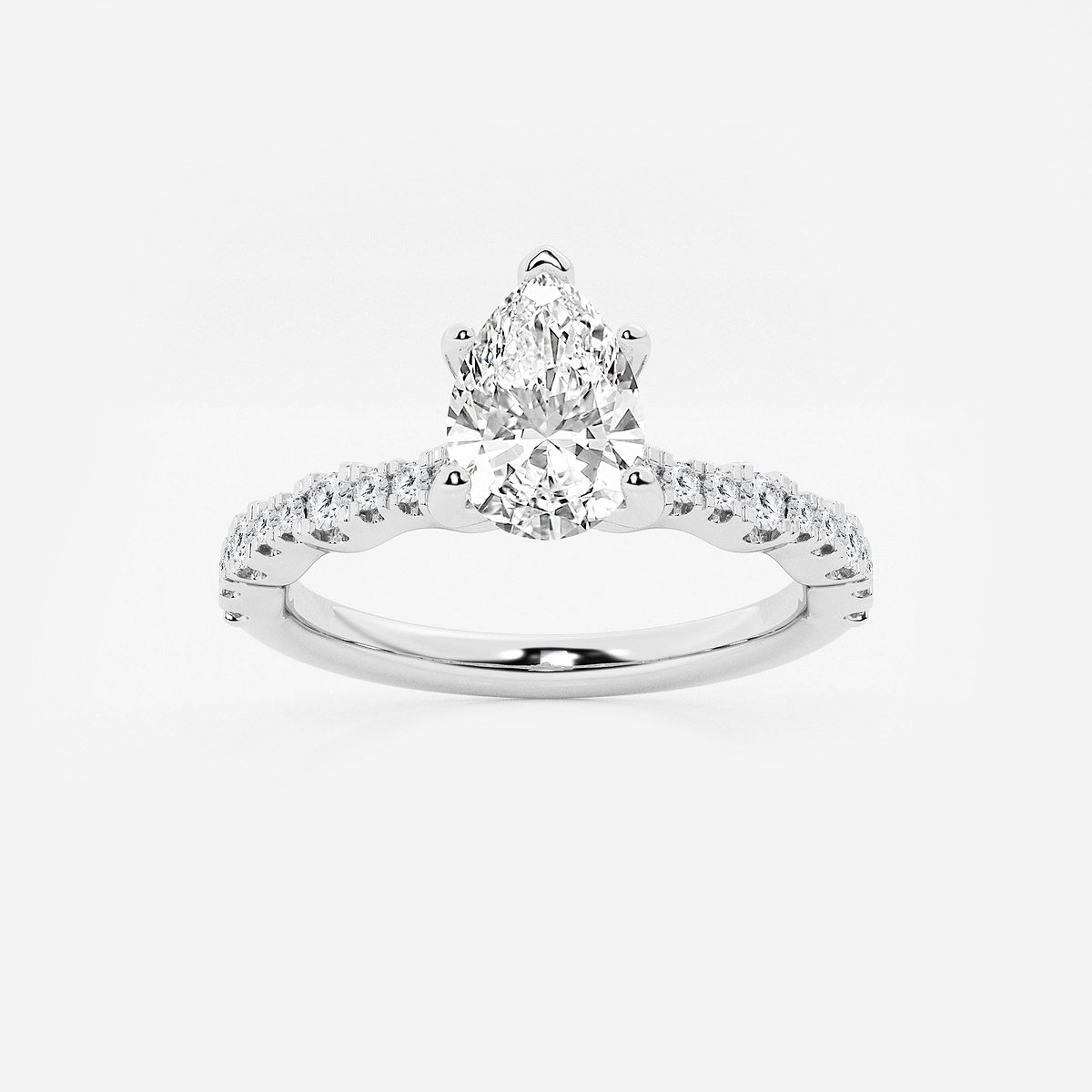 1 1/3 ctw Pear Lab Grown Diamond Station Engagement Ring