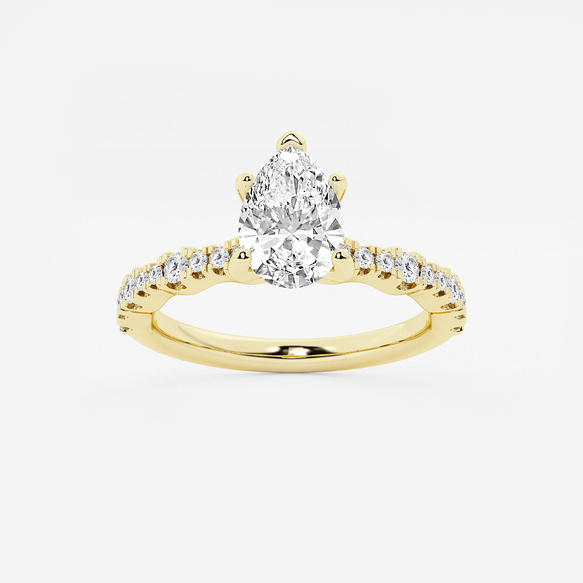 1 1/3 ctw Pear Lab Grown Diamond Station Engagement Ring