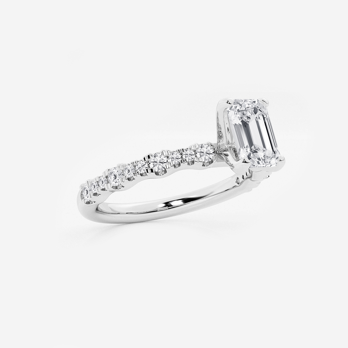 Additional Image 1 for  1 1/3 ctw Emerald Lab Grown Diamond Station Engagement Ring