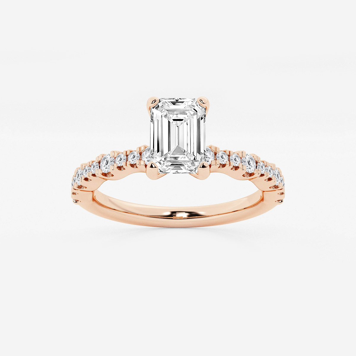 1 ctw Emerald Lab Grown Diamond Station Engagement Ring