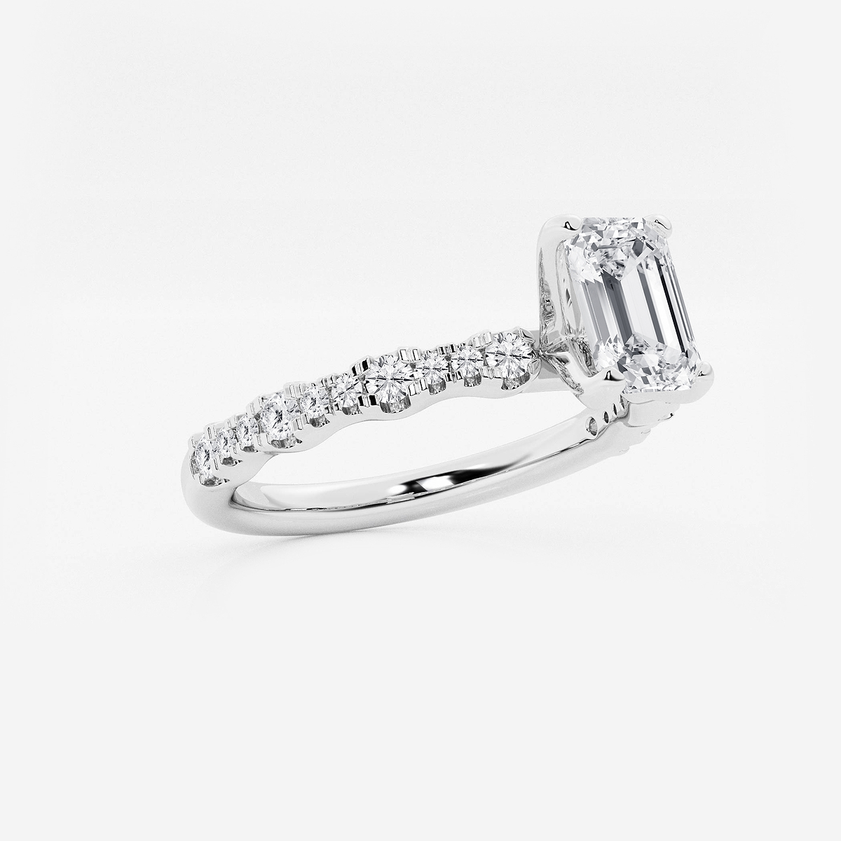 Additional Image 1 for  1 ctw Emerald Lab Grown Diamond Station Engagement Ring
